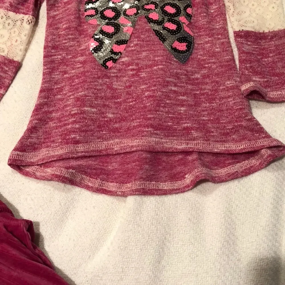 Mod tod 2t raspberry sequin top/leggings worn once